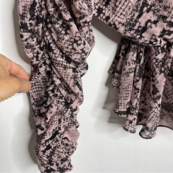 MISA NWT Kesara Blouse in Snake Skin Print With Ruched Long Sleeve Size XS. - Picture 11 of 13